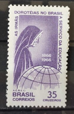A 107 Selo Aereo Centenario da Congregacao das Irmas Doroteias no Brasil Religiao Mapa 1966
