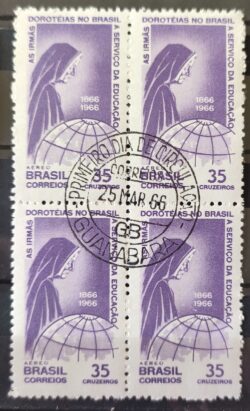 A 107 Selo Aereo Centenario da Congregacao das Irmas Doroteias no Brasil Religiao Mapa 1966 Quadra CBC Guanabara 1