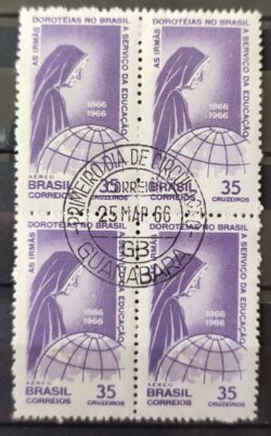 A 107 Selo Aereo Centenario da Congregacao das Irmas Doroteias no Brasil Religiao Mapa 1966 Quadra CBC Guanabara 2
