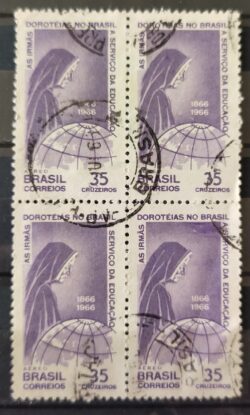 A 107 Selo Aereo Centenario da Congregacao das Irmas Doroteias no Brasil Religiao Mapa 1966 Quadra Circulado 1