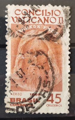 A 108 Selo Aereo Concilio Ecumenico Vaticano Religiao 1966 Circulado 1