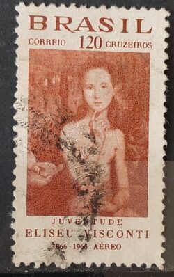 A 110 Selo Aereo Centenario do Pintor Eliseu Visconti 1966 Circulado 1