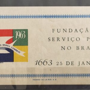 B 15 Bloco Tricentenario dos Correios do Brasil Servico Postal Pomba Ave Passaro 1963 1
