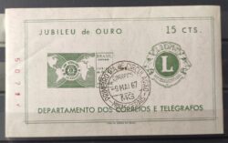 B 21 Bloco Jubileu de Ouro do Lions Club Internacional Mapa 1967 CPD MG