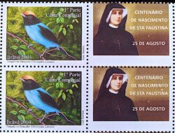 C 2596 Selo Personalizado Dancador Tangara Ave Fauna Santa Faustina Religiao 2004 Quadra