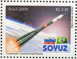 C 2822 Selo Relacoes Diplomaticas Russia Soyuz Foguete Espaco Bandeira 2009