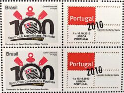 C 3029 Selo Personalizado Corinthians Futebol 2010 Horizontal Portugal Quadra