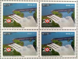 C 3088 Selo Relações Diplomáticas Brasil Paraguai Itaipu 2011 Quadra