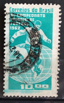 C 483 Selo Campeonato Mundial de Futebol Chile Mapa 1963 Circulado 1