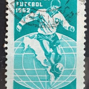 C 483 Selo Campeonato Mundial de Futebol Chile Mapa 1963 Circulado 2