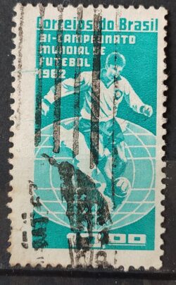 C 483 Selo Campeonato Mundial de Futebol Chile Mapa 1963 Circulado 5