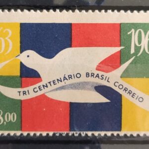 C 484 Selo Tricentenario dos Correios do Brasil Servico Postal Pomba Ave Passaro 1963 3