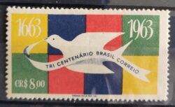 C 484 Selo Tricentenario dos Correios do Brasil Servico Postal Pomba Ave Passaro 1963 4