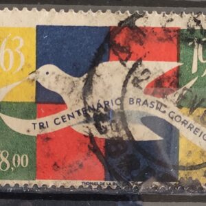 C 484 Selo Tricentenario dos Correios do Brasil Servico Postal Pomba Ave Passaro 1963 Circulado 2