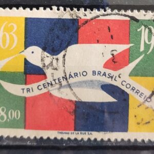 C 484 Selo Tricentenario dos Correios do Brasil Servico Postal Pomba Ave Passaro 1963 Circulado 3