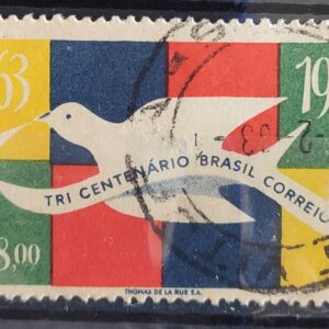 C 484 Selo Tricentenario dos Correios do Brasil Servico Postal Pomba Ave Passaro 1963 Circulado 4
