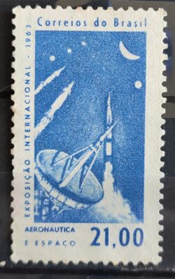 C 485 Selo Exposicao Internacional Aeronautica e Espaco Foguete Comunicacao 1963 1