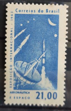 C 485 Selo Exposicao Internacional Aeronautica e Espaco Foguete Comunicacao 1963 2
