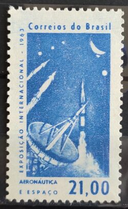 C 485 Selo Exposicao Internacional Aeronautica e Espaco Foguete Comunicacao 1963 3
