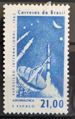 C 485 Selo Exposicao Internacional Aeronautica e Espaco Foguete Comunicacao 1963 4