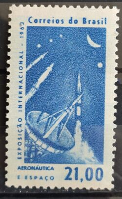 C 485 Selo Exposicao Internacional Aeronautica e Espaco Foguete Comunicacao 1963 5