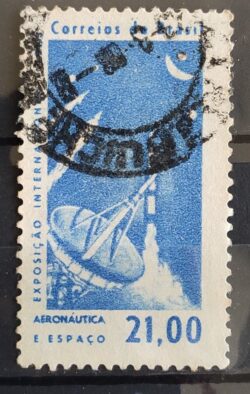 C 485 Selo Exposicao Internacional Aeronautica e Espaco Foguete Comunicacao 1963 Circulado 2