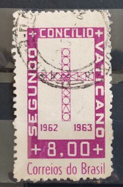 C 486 Selo Concilio Ecumenico Vaticano Religiao 1963 Circulado 2