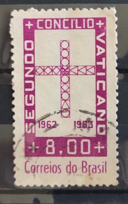 C 486 Selo Concilio Ecumenico Vaticano Religiao 1963 Circulado 4