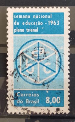 C 487 Selo Semana Nacional de Educacao 1963 Circulado 3