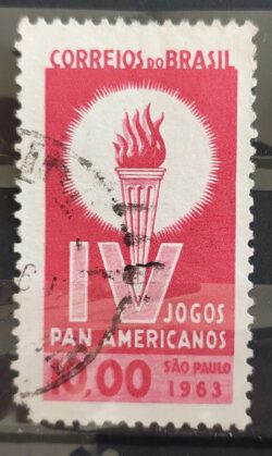 C 489 Selo Jogos Panamericanos Sao Paulo Fogo 1963 Circulado 2