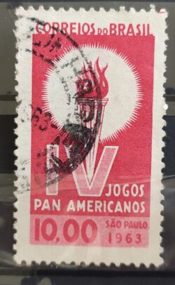 C 489 Selo Jogos Panamericanos Sao Paulo Fogo 1963 Circulado 3