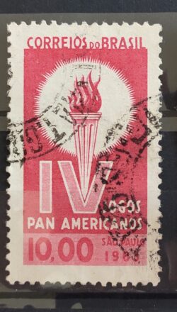 C 489 Selo Jogos Panamericanos Sao Paulo Fogo 1963 Circulado 4