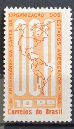 C 490 Selo Aniversario da Carta da OEA Mapa 1963 1