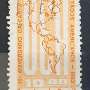 C 490 Selo Aniversario da Carta da OEA Mapa 1963 Circulado 1
