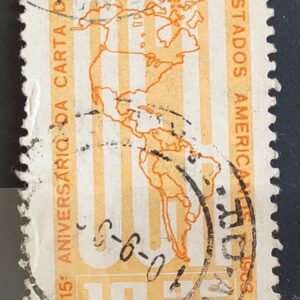 C 490 Selo Aniversario da Carta da OEA Mapa 1963 Circulado 2