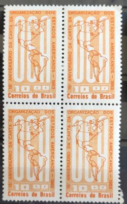 C 490 Selo Aniversario da Carta da OEA Mapa 1963 Quadra 1