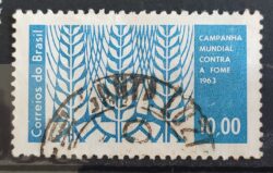 C 492 Selo Campanha Mundial Contra a Fome Saude Economia 1963 Circulado 1