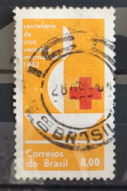 C 493 Selo Centenario da Cruz Vermelha Saude 1963 Circulado 1