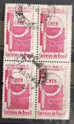C 495 Selo Atomos para o Desenvolvimento CNEM 1963 Quadra Circulado