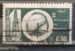 C 499 Selo Aniversario da Petrobras Energia Petroleo 1963 Circulado 2