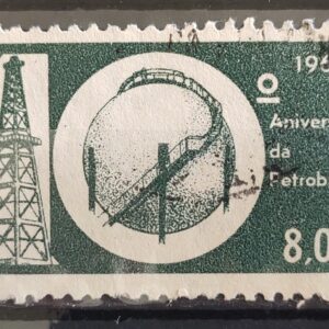 C 499 Selo Aniversario da Petrobras Energia Petroleo 1963 Circulado 3
