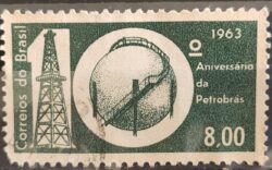 C 499 Selo Aniversario da Petrobras Energia Petroleo 1963 Circulado 4