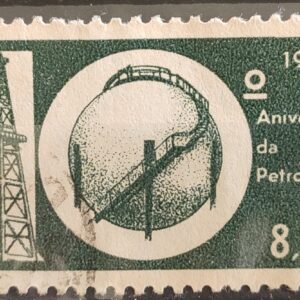 C 499 Selo Aniversario da Petrobras Energia Petroleo 1963 Circulado 4