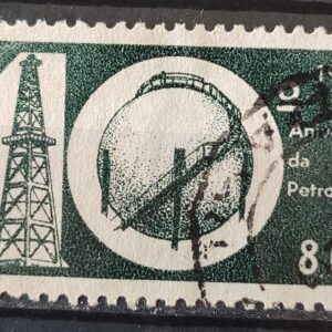 C 499 Selo Aniversario da Petrobras Energia Petroleo 1963 Circulado 5