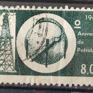 C 499 Selo Aniversario da Petrobras Energia Petroleo 1963 Circulado 6