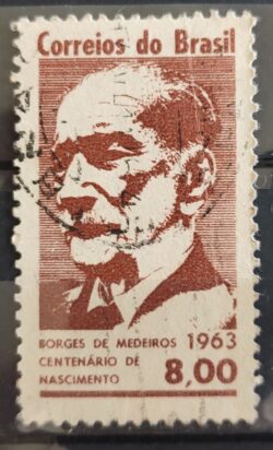 C 502 Selo Borges de Medeiros Politico Rio Grande do Sul 1963 Circulado 2
