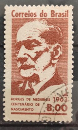 C 502 Selo Borges de Medeiros Politico Rio Grande do Sul 1963 Circulado 3