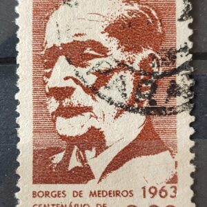 C 502 Selo Borges de Medeiros Politico Rio Grande do Sul 1963 Circulado 4