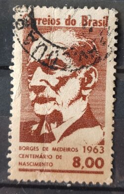 C 502 Selo Borges de Medeiros Politico Rio Grande do Sul 1963 Circulado 7