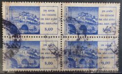 C 503 Selo Aniversario de Sao Joao del Rei Ponte Arquitetura 1963 Quadra Circulado 1
